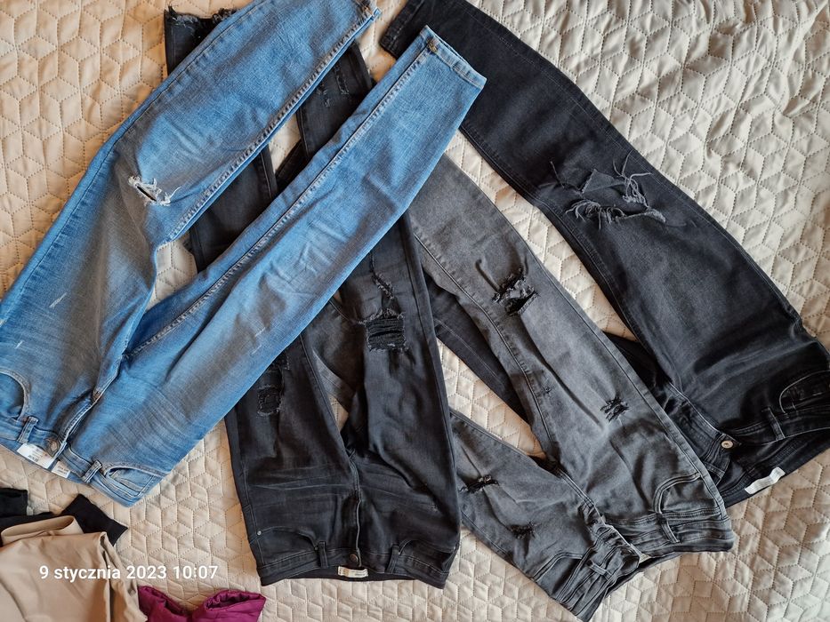 Jeansy z dziurami  4 szt zestaw spodnie Zara 36/38