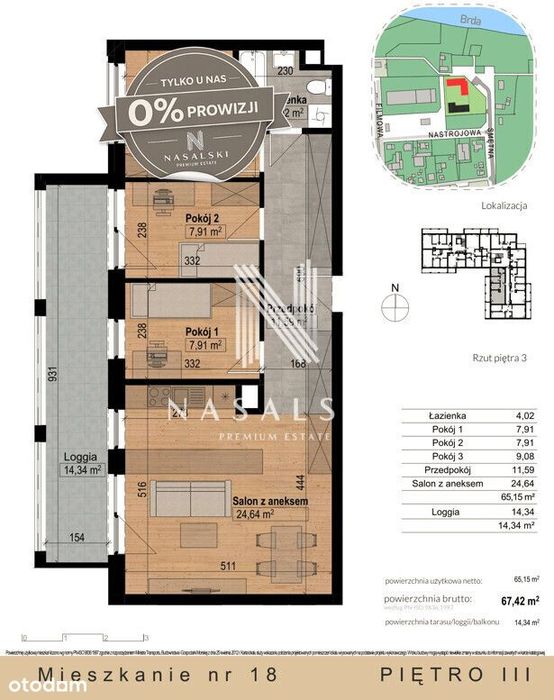 4 Pokoje 68 m² deweloperskie - Widok 3