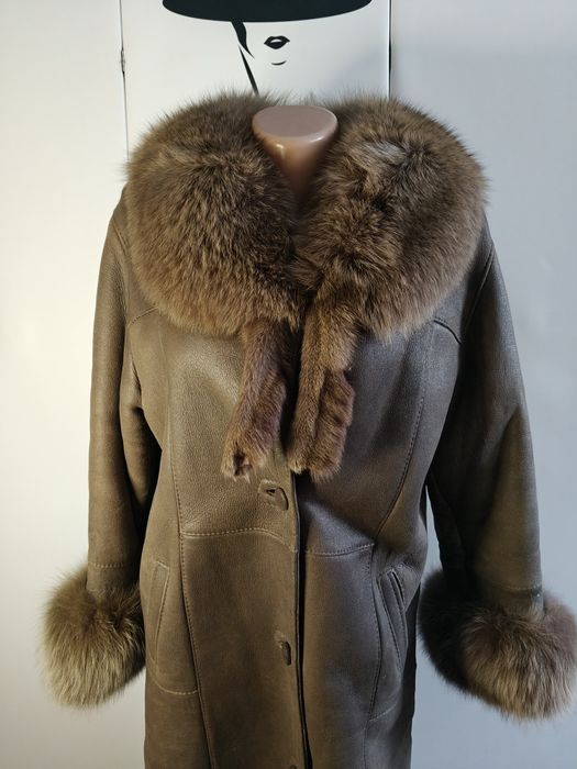 Натуральна дублянка з хутром песця