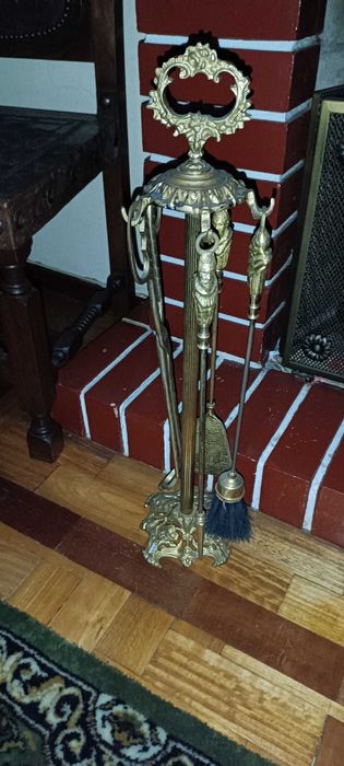 Conjunto utensílios lareira com ou sem guarda fogos
