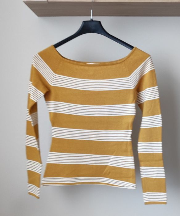 Sweter XS 34 H&M musztardowy w paski