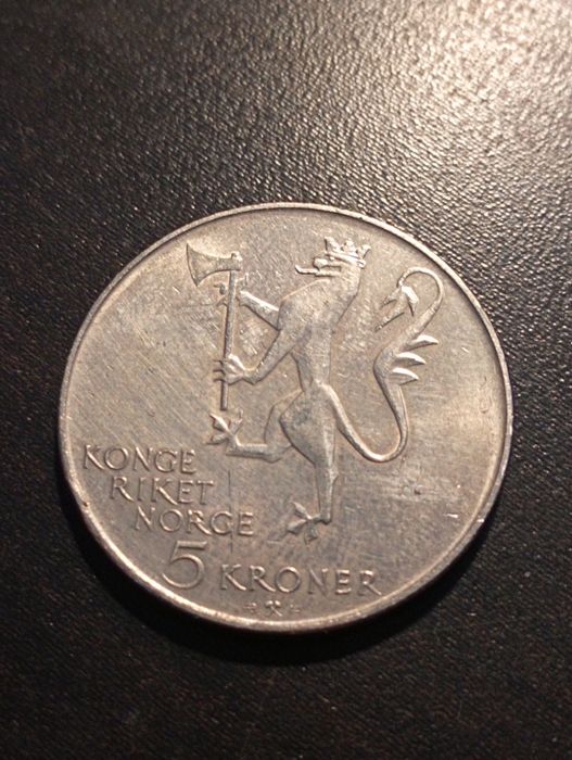 5 kroner - 350º Aniversário do Exército Norueguês - Norway -1978