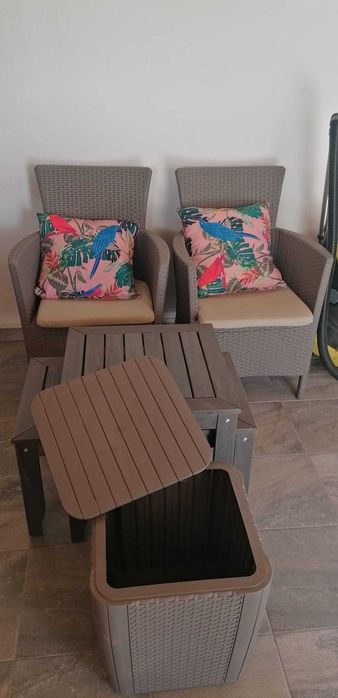 Conjunto mesa exterior extensivel c/ 12 cadeiras