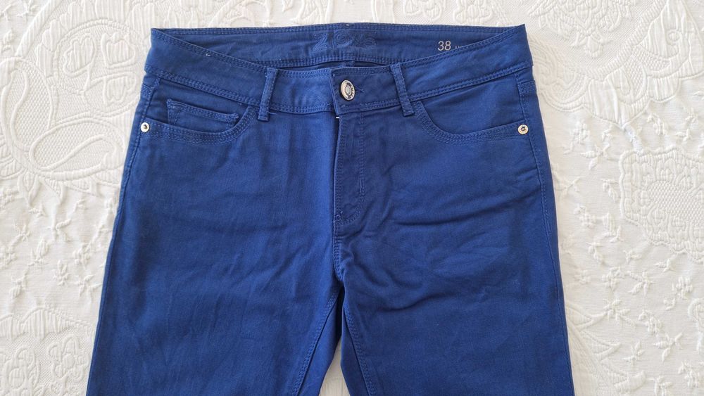 Calças azuis, Zara, tamanho 38, mid rise skinny fit