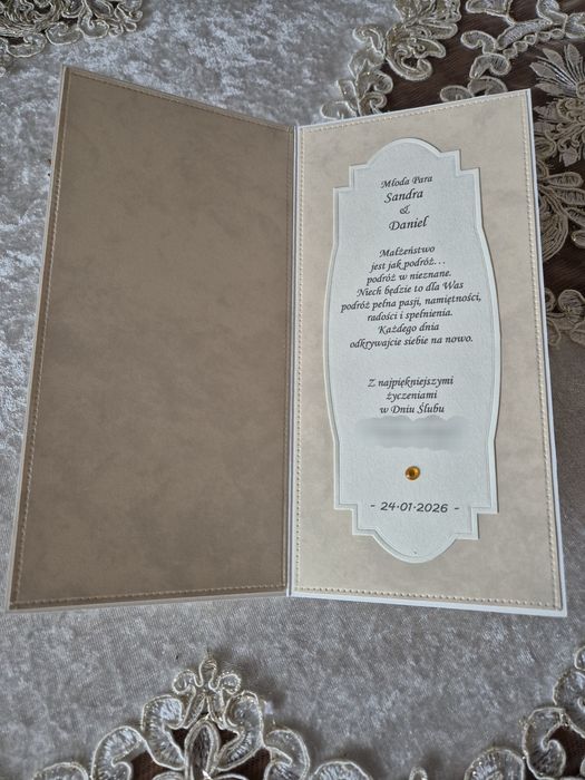 Kartka na ślub w pudełku, pamiątka ślubna
