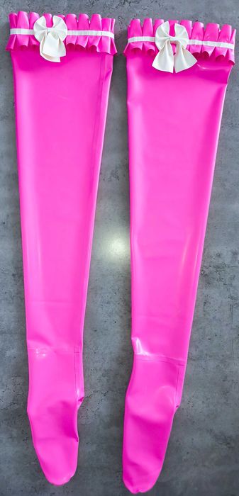 Pończochy lateksowe LaTeX piękne różowe cosplay XS