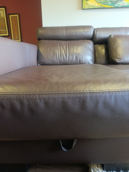 Sofá cama, pele, chaise longue