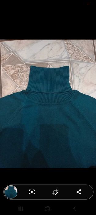 Golf, sweterek, klasyczny, ciemny turkusowy/morski, roz S