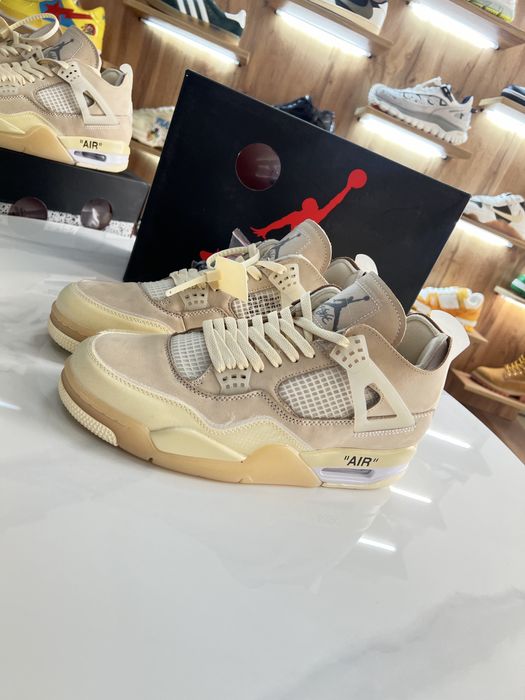 Кросівки Nike Air Jordan 4 x Off-White Sail Beige Logo