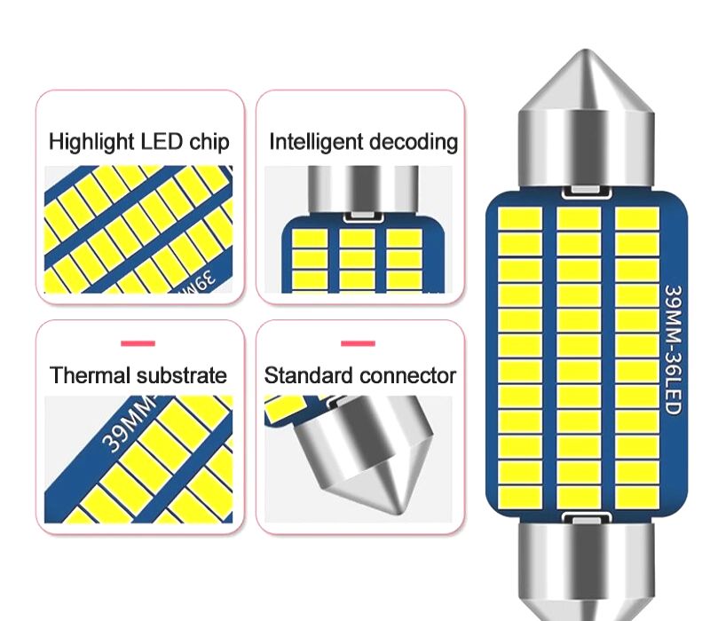 LÂMPADA LED C10W FESTOON 39MM 36LED