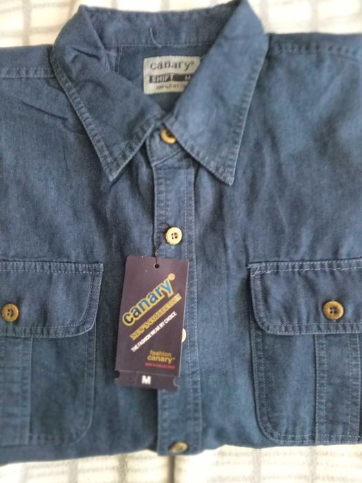 Koszula męska jeans nowa XL krótki rękaw