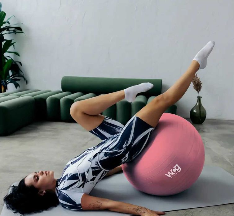 М'яч для фітнесу (фітбол) WCG 65 Anti-Burst 250кг Персиковий + насос