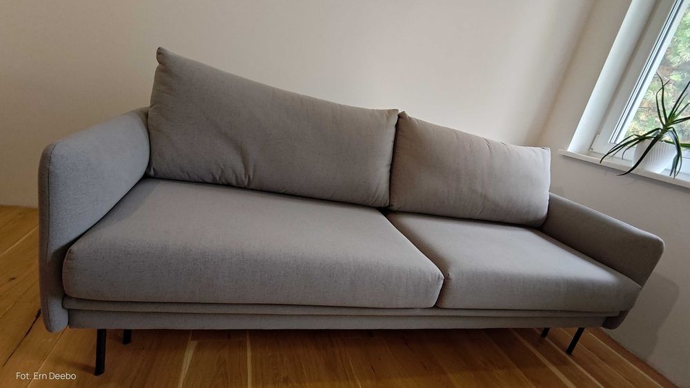 Sofa Nora tkanina Shell 3-osobowa funkcja spania pojemnik na pościel