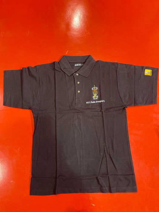 Polo preto ELF, tamanho L, 100% algodão