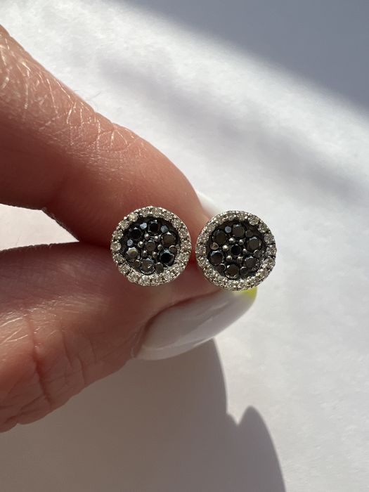 Золотые серьги пусеты с бриллиантами 0,31ct белое золото 585 проба золоті сережки з діамантами
