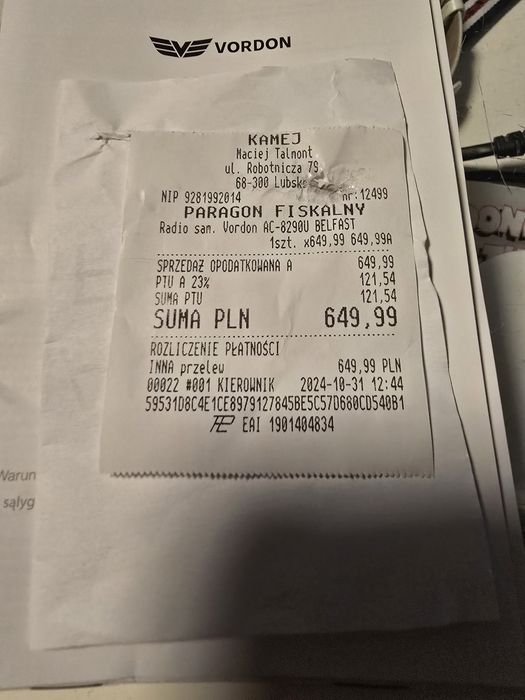 Radio samochodowe VORDON