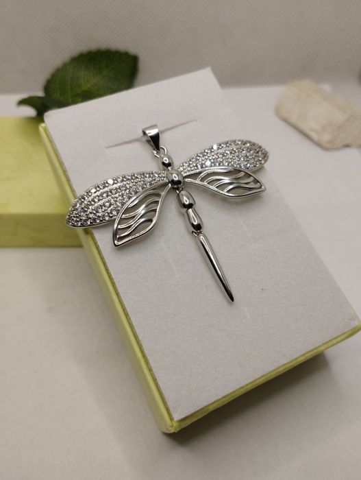 Srebrny wisiorek, ważka, próba 925