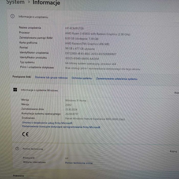 komputer HP all-in-one 27" AMD Ryzen 5 Windows 11 SSD 512GB
