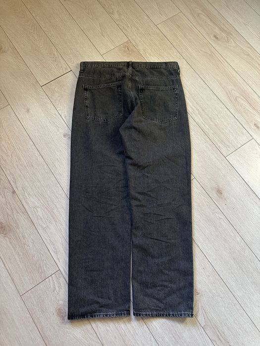 Базові чоловічі чорні джинси baggy в міру широкі washed L , Л варенки