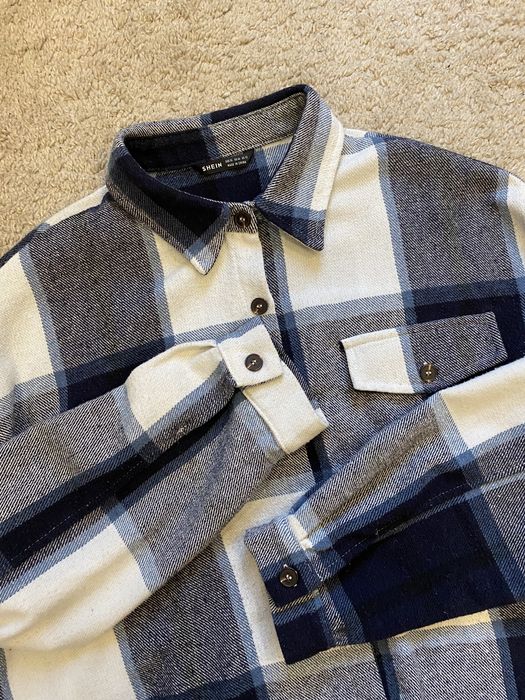 Куртка сорочка тепла в клітинку Shein