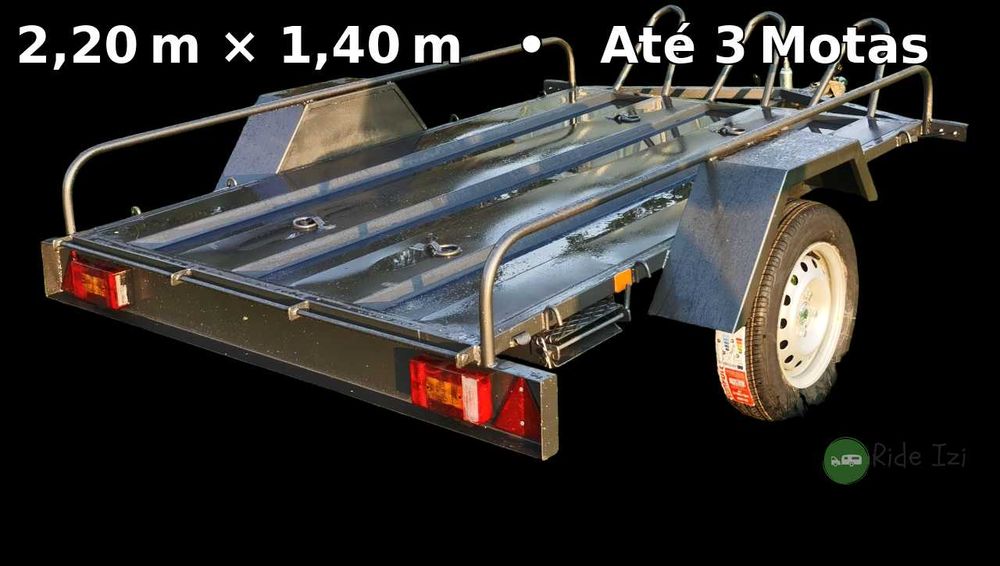 Aluguer Reboque Porta-Motas (até 3) / Moto4 | Rampas + Cintas | Seguro