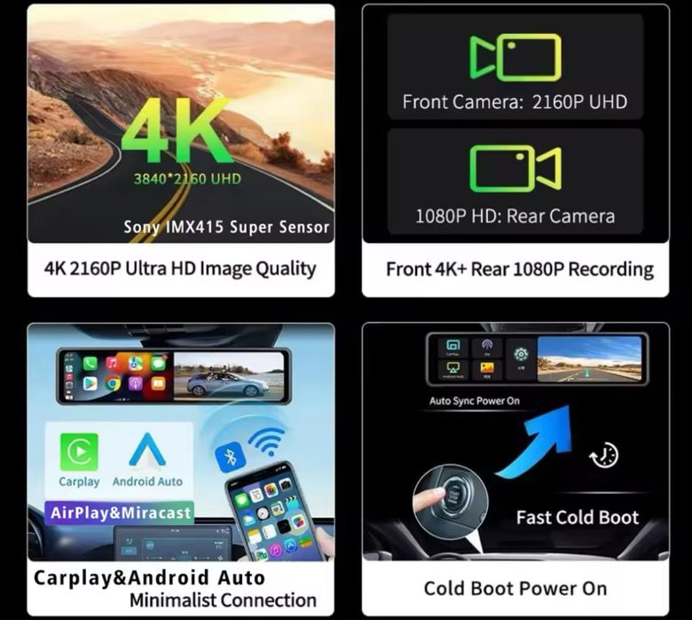 ПОТУЖНЕ Дзеркало-відеореєстратор Carplay. Гарантія!