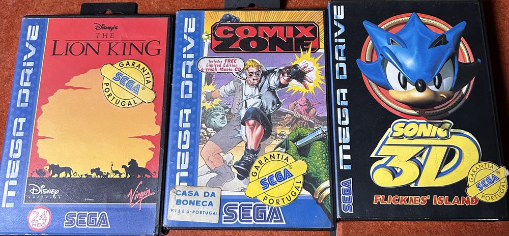 Sonic 3d, comix zone, lion king megadrive