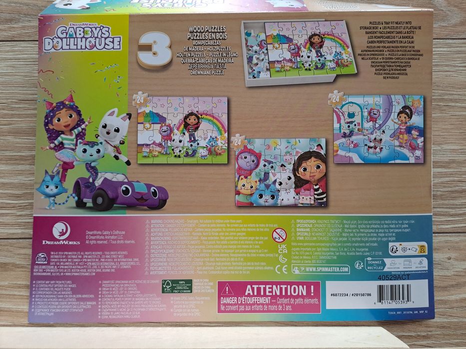 Spin Master 2x puzzle drewniane Psi Patrol i Koci Domek Gabi