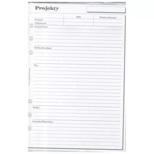 Wkład Do Organizera, A5. Projekty. Nowy Produkt