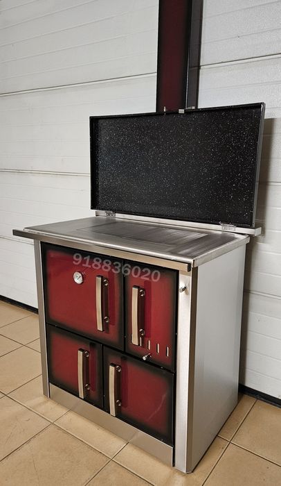 Fogão Lenha INOX Cor Bordó - NOVOS - Fabrico Nacional