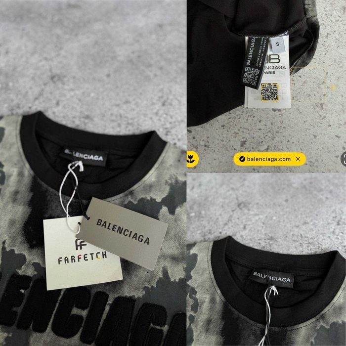 Футболка Balenciaga tie-dye premium з qr-code та бірками i57/7771