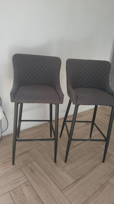 2 Krzesła barowe PEBRINGE z oparciem szary
