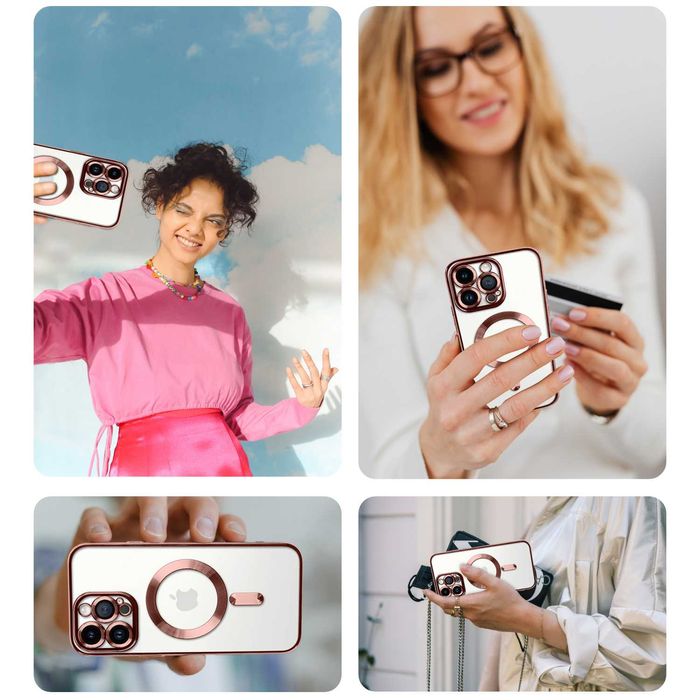 Etui Plecki do Iphone 13/14/15 Plus Pro Max Magsafe Magnetyczne Miedź