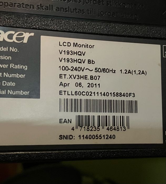 Монитор Acer V193HQV