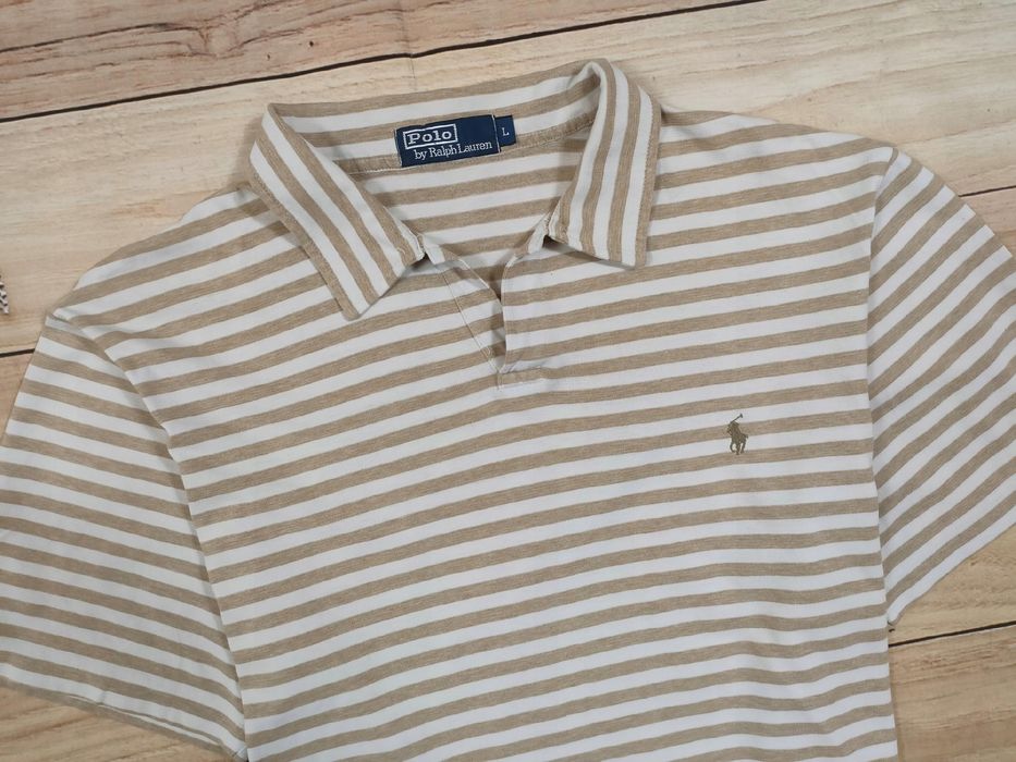 POLO RALPH LAUREN Koszulka Polo w Paski Męska Logowana r. L