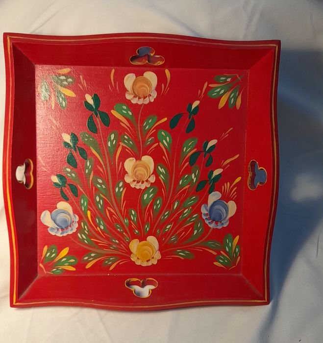 Tabuleiro de Chá em madeira pintado à mão