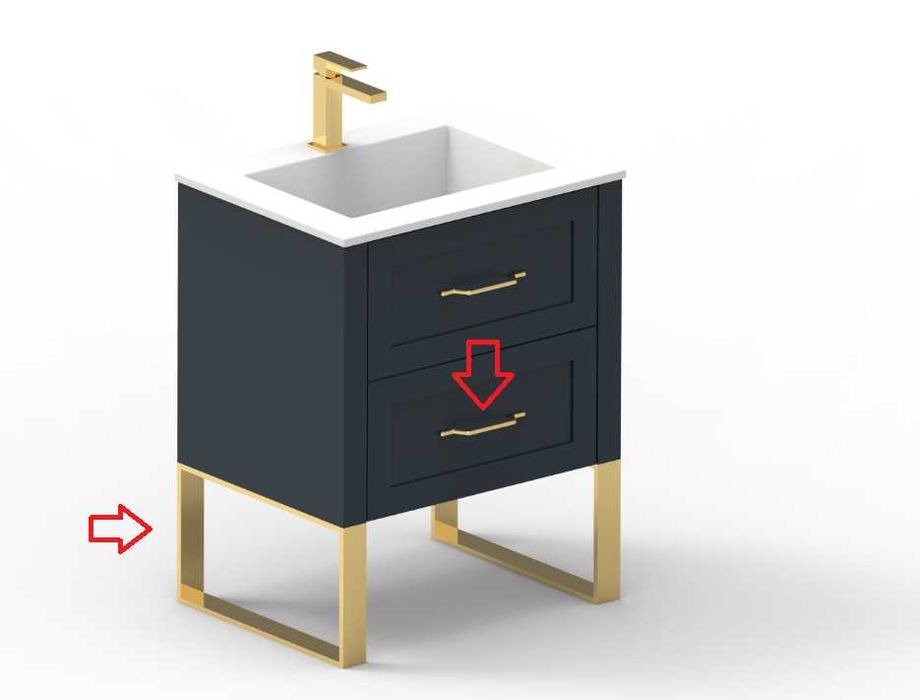 Leroy Merlin Pés e Puxadores Dourados para Móvel de Casa de Banho Azul