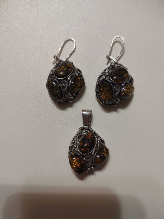 Набор серебро янтарь