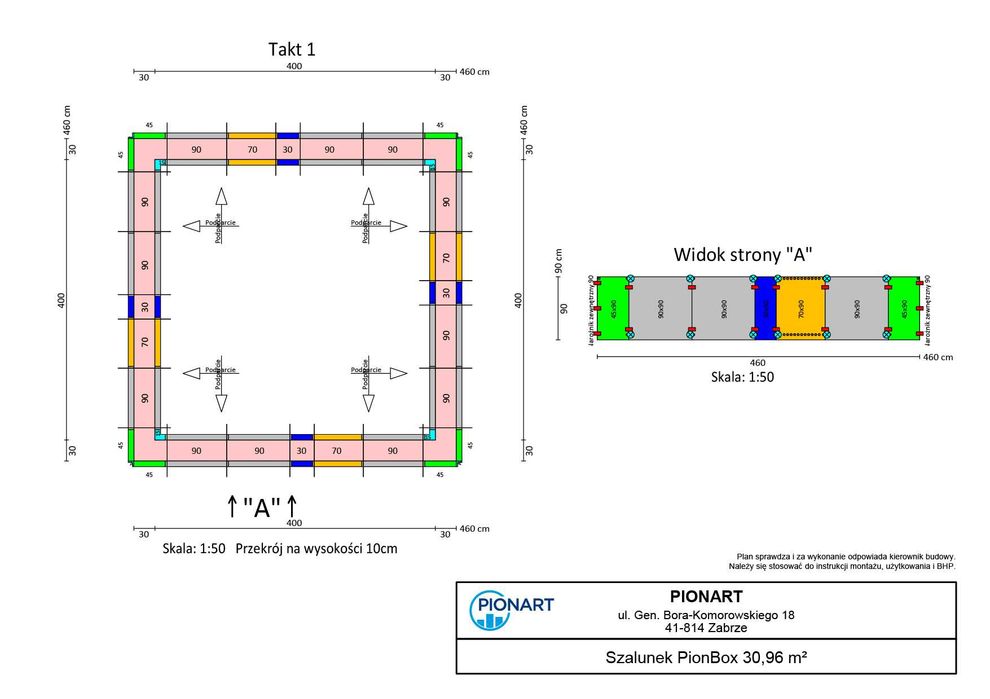 Szalunek ścienny PionBox 30,96 m2 / h=90 cm (kompatybilny z Tekko)