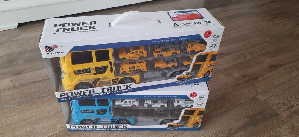 Nowe duże auto budowlane żółte+ 6 małych autek