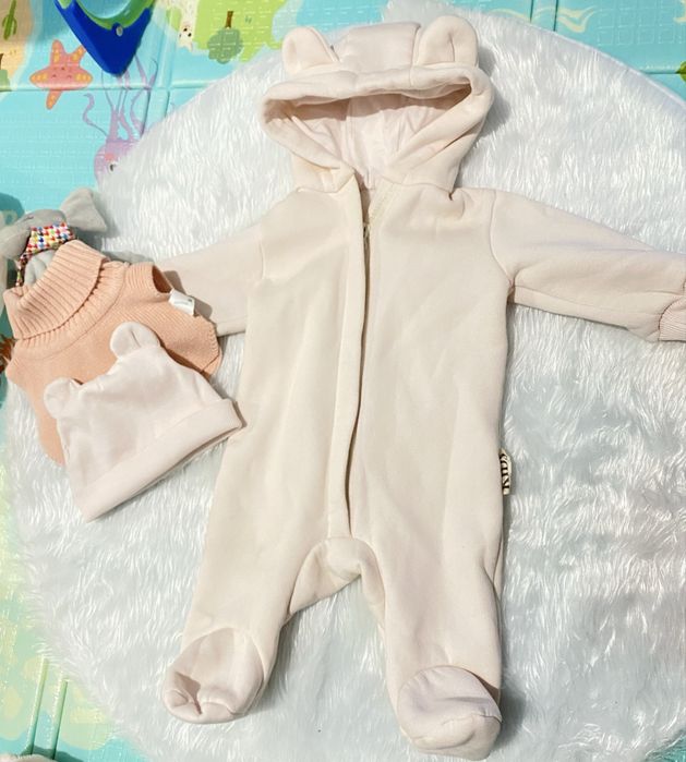 Тепленький ромпер + шапочка та хомут-шарф