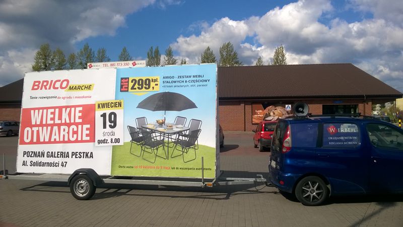 Reklama mobilna lawety reklamowe przyczepy reklamowe Śląsk Katowice