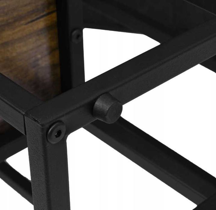 Kwietnik Stojący Metalowy Loft Industrialny Dwa Poziomy Postarzany Dąb 67cm