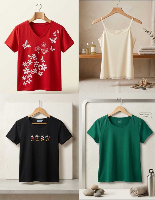 Lote 4 T-shirts / Tops Mulher L/XXL - Esmara, Paljorge e Outros