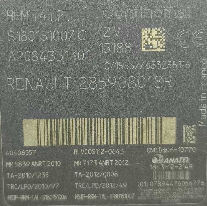 Leitor de Chave de Ignição 285908018R - RENAULT CAPTUR I