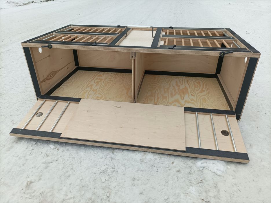 Kosz transportowy dla gołębi PREMIUM Black - duży, dzielony, 80×40×23