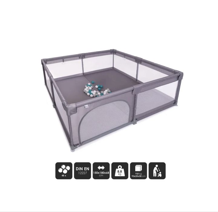 Parque BabyGo XL 180x150cm – Grande, Seguro e Fácil de Arrumar