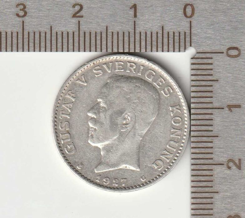 Szwecja 1 korona srebro Ag 0.800, 1927 Rzadka