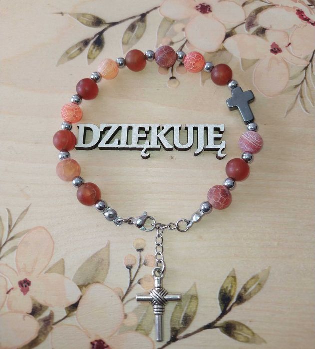 Bransoletka z kamieni naturalnych różaniec na rękę urodziny święta
