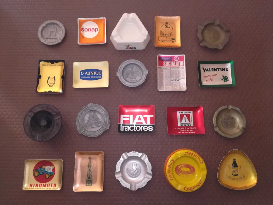 Collection of 64 antique ashtrays (some very interesting)